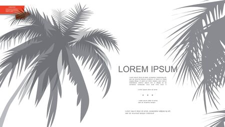 Beautiful tropical palm trees template in monochrome style on white background vector illustrationのイラスト素材