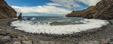 Playa De Caleta the north-eastern part of La Gomera island. Favorite vacation spot of local residents of Hermigua and Santa Catalina as well as tourists. Canary Islands, Spain.の写真素材