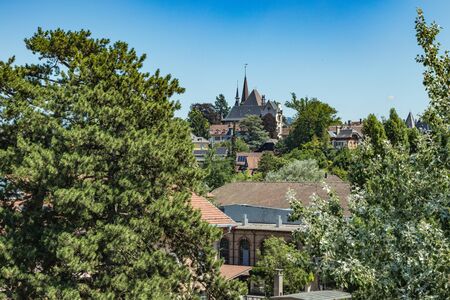 Bern, Switzerland - July 30, 2019: Panoramic view at sunny summer day.