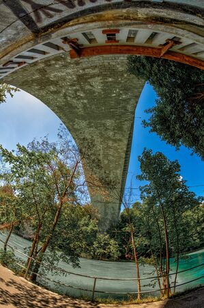 The Blutturm - Blood tower under Lorrainebrucke brige - part of the historic city wall of Berne...