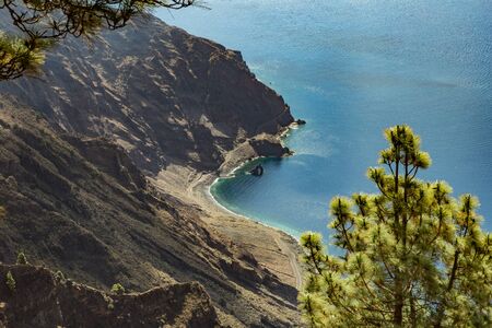 Mirador de Las Playas located in pine tree forest on El Hierro island. Spectacular views from the point above the clouds. Canary islands, Spainの写真素材