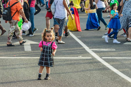 SANTA CRUZ DE TENERIFE, SPAIN - FEBRUARY 25, 2020: Around the Coso parade - along the Avenida de...
