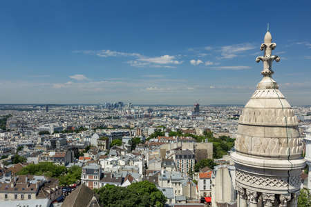 PARIS, FRANCE - JUNE 23, 2016: Aerial view from Basilica of the Sacred Heart of Jesus stands at the summit of the butte  Montmartre - highest point in the Paris.のeditorial素材