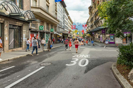 Vevey, Switzerland - July 27 2019: Tourists and local People celebrate Fete des Vignerons 2019. Traditional festival of viticultural traditions. Organized 20 years after the preceding one 1999.のeditorial素材