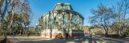 Madrid, Spain, December 14, 2018: The Crystal Palace in Retiro Park in Madrid. Venue for art exhibitions organized by Reina Sofia Museum, modeled on London Crystal Palace.のeditorial素材
