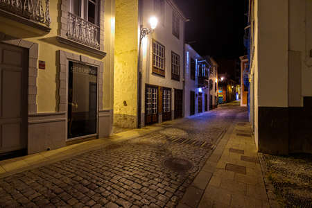 old town from santa cruz de la palma in the nightのeditorial素材