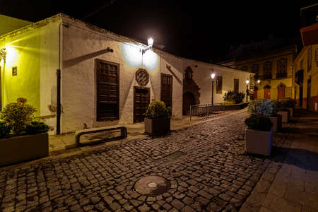 old town from santa cruz de la palma in the nightのeditorial素材