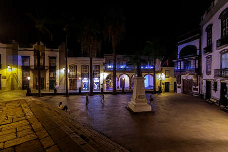 old town from santa cruz de la palma in the nightのeditorial素材