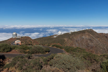 LA PALMA, CANARY ISLANDS, SPAIN - November 08, 2021. Big telescopes at highest peak of La Palma, Cary Islandsの写真素材