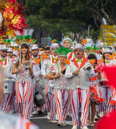 SANTA CRUZ DE TENERIFE, SPAIN - FEBRUARY 13, 2024: The Coso parade, Cavalcada - along the Avenida de...
