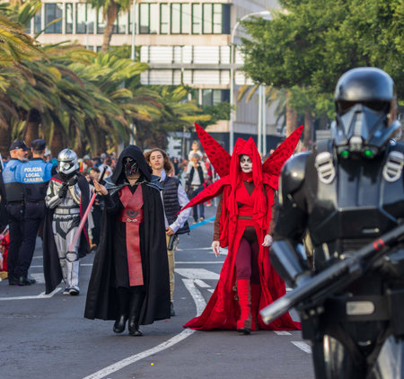SANTA CRUZ DE TENERIFE, SPAIN - FEBRUARY 13, 2024: The Coso parade, Cavalcada - along the Avenida de...