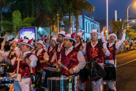 SANTA CRUZ DE TENERIFE, SPAIN - FEBRUARY 13, 2024: The Coso parade, Cavalcada - along the Avenida de...
