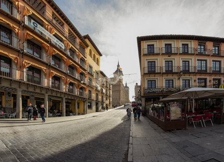 Toledo, Spain - Dec 17, 2018: Toledo is an ancient city set on a hill above the plains of Castilla-La Mancha. Arab, Jewish and Christian monuments in its walled old city. UNESCO, Spainのeditorial素材