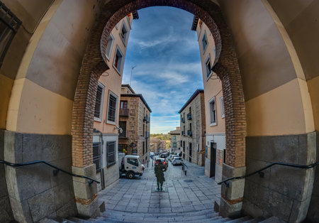 Toledo, Spain - Dec 17, 2018: Toledo is an ancient city set on a hill above the plains of Castilla-La Mancha. Arab, Jewish and Christian monuments in its walled old city. UNESCO, Spainのeditorial素材