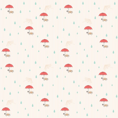 Seamless vector background. Rain, spiders and umbrellas.のイラスト素材