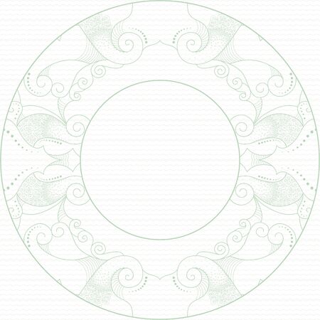 Abstract round frame. Filigree lace pattern. Background color and border easily changed.のイラスト素材
