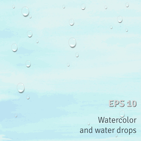 Vector abstract background. Drops of water on watercolor stains.のイラスト素材