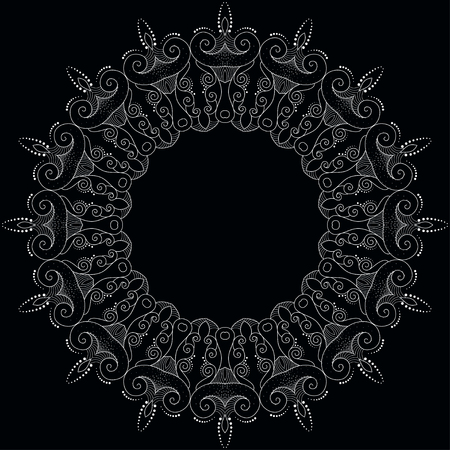 Abstract round frame. Filigree lace delicate pattern.のイラスト素材