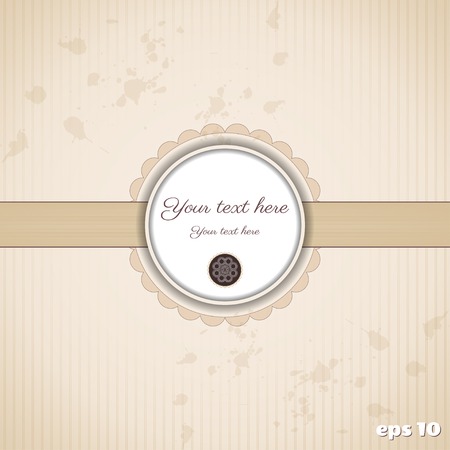 Vintage vector card. Old paper, tape and stains.Round frame for your text.のイラスト素材