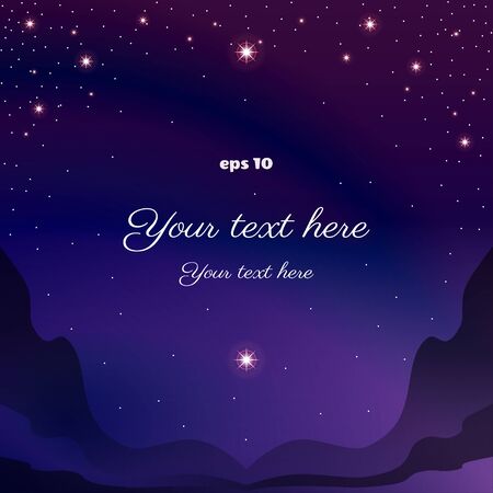 Abstract vector background. Night sky with stars and fog. Place for your text.のイラスト素材