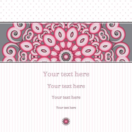 Abstract vector background. Decor consists of swirls and spirals. Perfect as invitation or congratulation. Place for your text. Easy to change colors.のイラスト素材