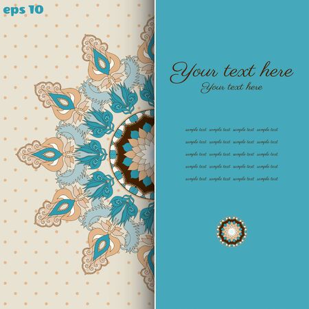 Vector abstract card. Vintage damask pattern. Colors are easily editable. Place for your text.のイラスト素材
