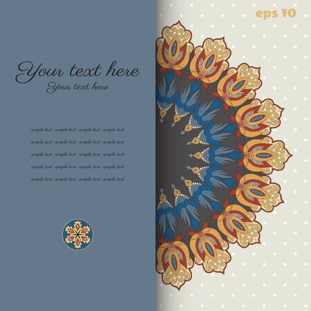 abstract card. Vintage damask pattern. Colors are easily editable. Place for your text.のイラスト素材