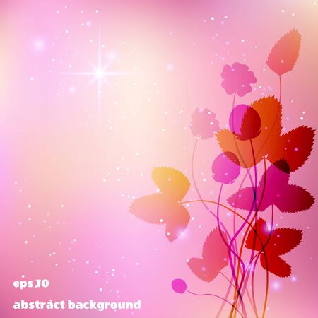 Abstract background with pink strawberries and leaves.のイラスト素材