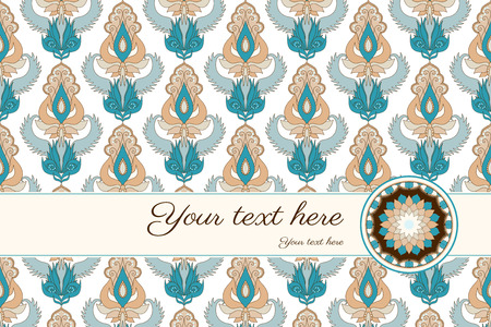 Card with damask pattern in the background and place for your text. Perfect for invitations, announcement or greetings. Colors are easily editable.のイラスト素材