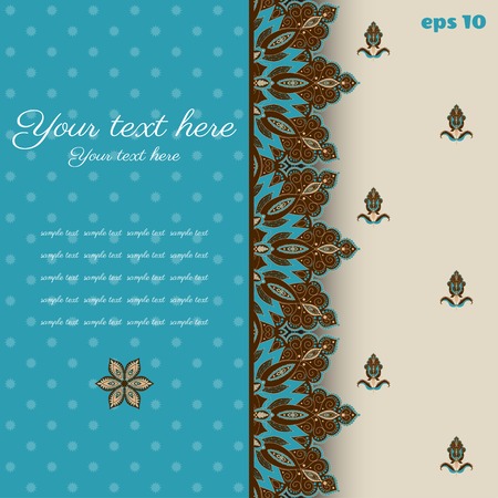 Vector card. Vintage damask pattern. Place for your text. Easy to change colors.のイラスト素材