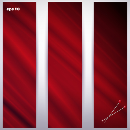 design for abstract banner. Drapery fabric and pins.のイラスト素材