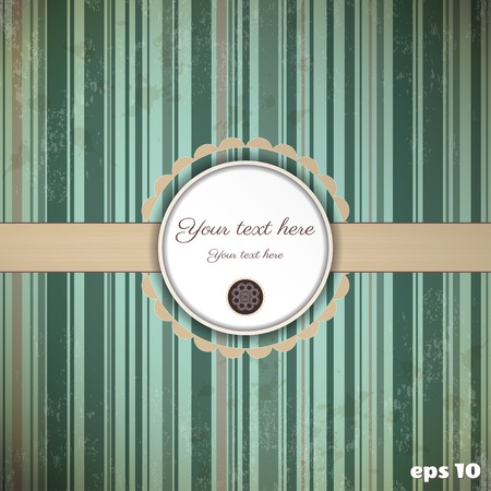 Vintage card.  Old striped paper, tape and stains. Round frame for your text.のイラスト素材