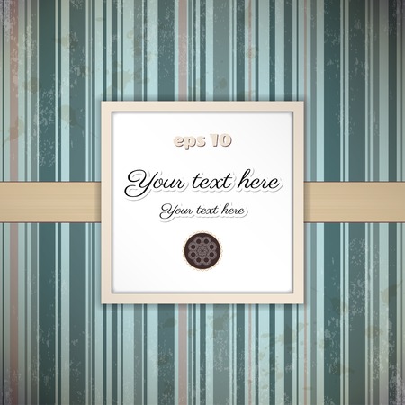Vintage card.  Old striped paper, tape and stains. Square frame for your text.のイラスト素材