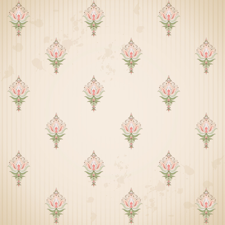 Vector seamless background. Blotches, stripes and vintage damask pattern.のイラスト素材