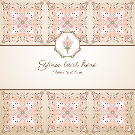 Vector abstract card. Vintage oriental pattern.  Place for your text.  Perfect for greetings, invitations or announcements.のイラスト素材