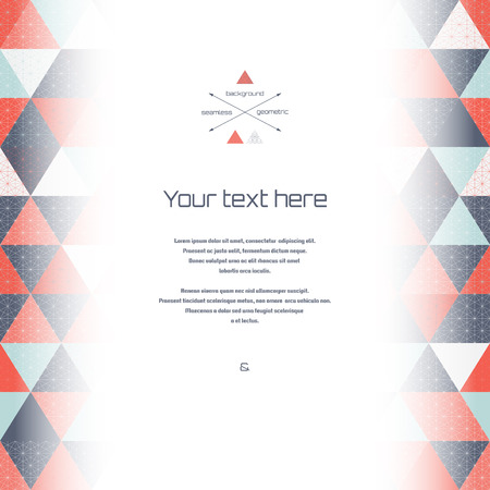 Abstract vector card. Multicolored triangles and grid.のイラスト素材