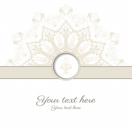 Vector card. Vintage round damask pattern. Place for your text. Perfect for greetings, invitations or announcements.のイラスト素材