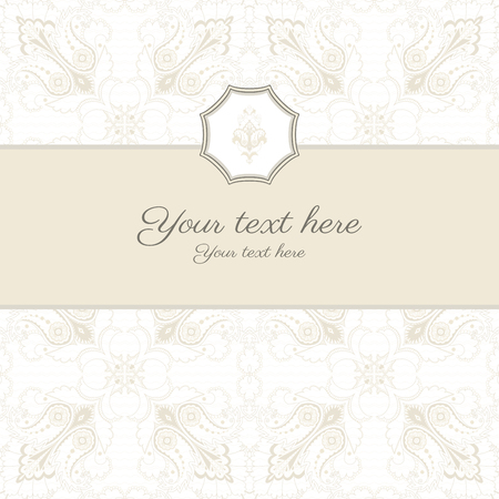 Vector card. Vintage damask pattern. Place for your text. Perfect for greetings, invitations or announcements.のイラスト素材
