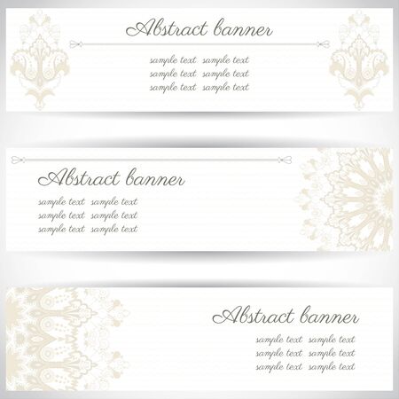 Set of three horizontal banners. Oriental pattern. Place for your text.のイラスト素材