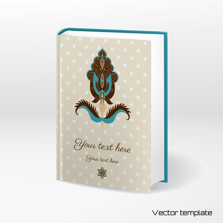 Vector template book cover. Vintage round damask pattern. Place for your text.のイラスト素材