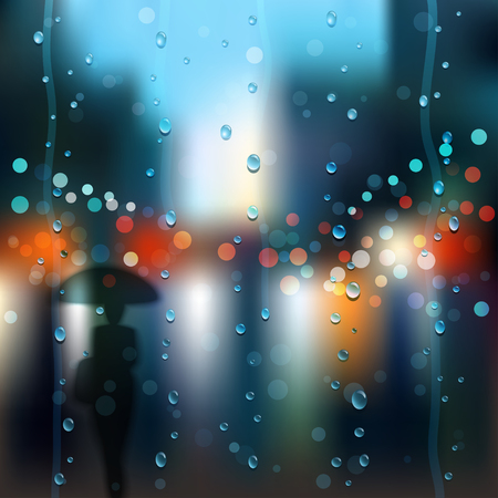 Autumn, rain, wet glass, street.のイラスト素材