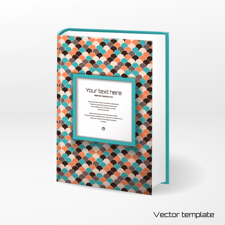 Vector template book cover. Abstract vector square frame. Multicolored geometric ornament. Place for your text.のイラスト素材