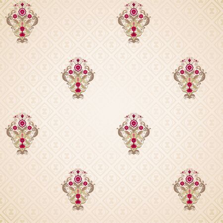 Vector seamless background. Beautiful floral pattern in vintage style and simple delicate ornament.のイラスト素材