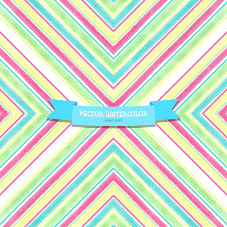 Vector seamless background. Pattern with watercolor diagonal stripes. Hand drawing.のイラスト素材