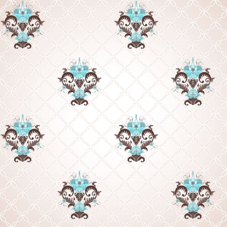 Vector seamless background. Beautiful floral pattern in vintage style and simple delicate ornament.のイラスト素材
