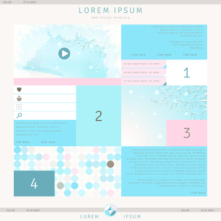 Website vector template. Elements of infographics and web design. Frosted glass and winter landscape. Geometric patternのイラスト素材