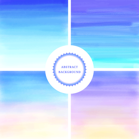 Set of four abstract vector watercolor backgrounds. Hand drawing reminds sky.のイラスト素材