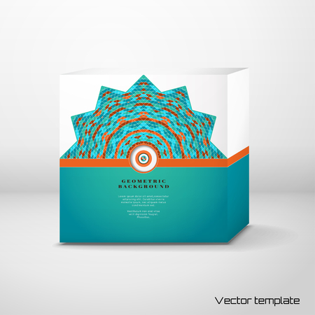 A Vector cubic box template. Multicolored geometric round pattern. Place for your text.のイラスト素材
