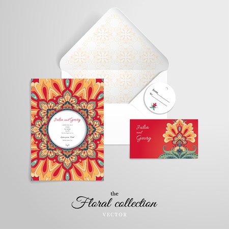 Oriental pattern with a ribbon and decor template design.のイラスト素材