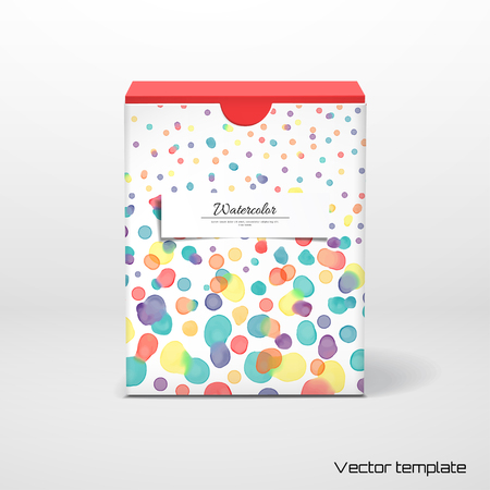 Beautiful box with watercolor blots.のイラスト素材